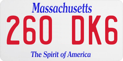 MA license plate 260DK6