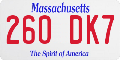 MA license plate 260DK7