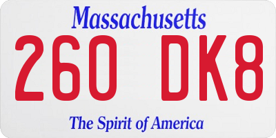 MA license plate 260DK8
