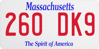 MA license plate 260DK9
