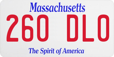 MA license plate 260DL0