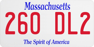 MA license plate 260DL2