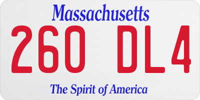 MA license plate 260DL4