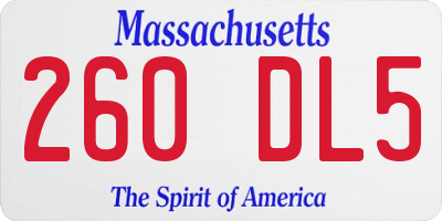 MA license plate 260DL5