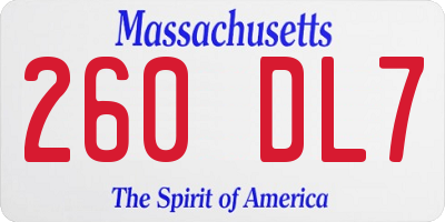 MA license plate 260DL7