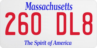 MA license plate 260DL8