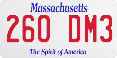 MA license plate 260DM3