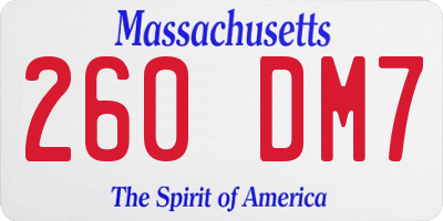 MA license plate 260DM7