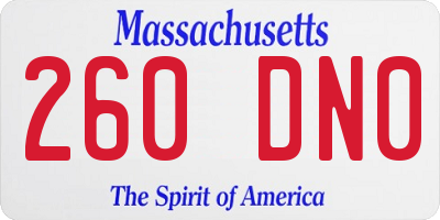 MA license plate 260DN0