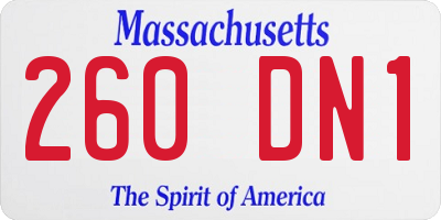 MA license plate 260DN1