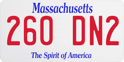 MA license plate 260DN2