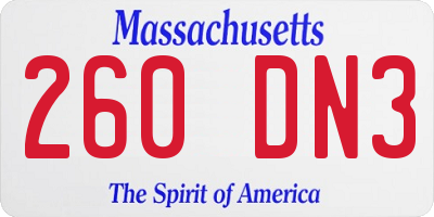 MA license plate 260DN3