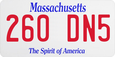 MA license plate 260DN5