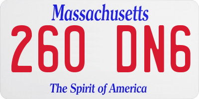 MA license plate 260DN6