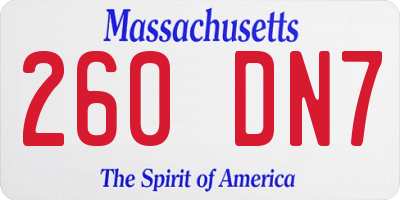 MA license plate 260DN7