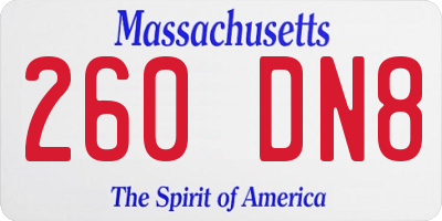 MA license plate 260DN8
