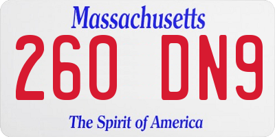MA license plate 260DN9