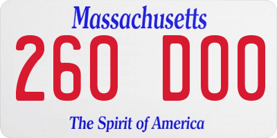 MA license plate 260DO0