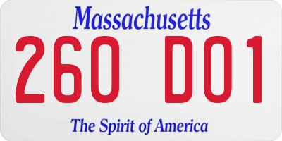 MA license plate 260DO1