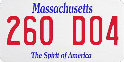 MA license plate 260DO4