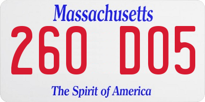 MA license plate 260DO5