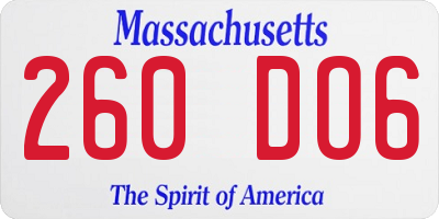 MA license plate 260DO6