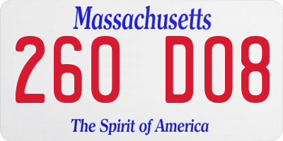 MA license plate 260DO8