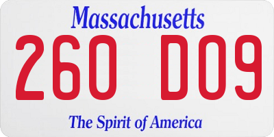 MA license plate 260DO9