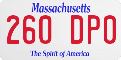 MA license plate 260DP0
