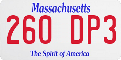 MA license plate 260DP3