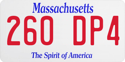 MA license plate 260DP4