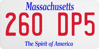MA license plate 260DP5