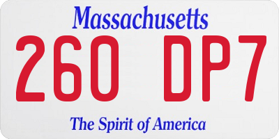 MA license plate 260DP7