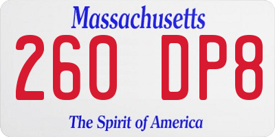 MA license plate 260DP8