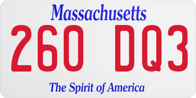 MA license plate 260DQ3