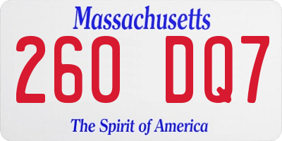 MA license plate 260DQ7