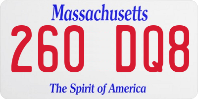 MA license plate 260DQ8