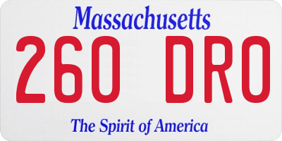 MA license plate 260DR0