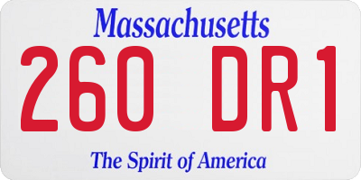 MA license plate 260DR1