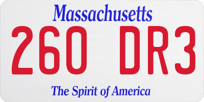 MA license plate 260DR3