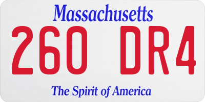 MA license plate 260DR4