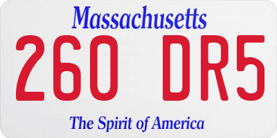 MA license plate 260DR5