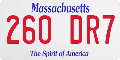 MA license plate 260DR7