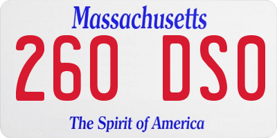 MA license plate 260DS0