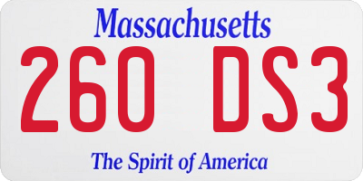 MA license plate 260DS3