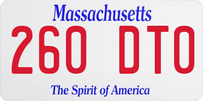 MA license plate 260DT0