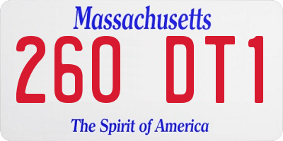 MA license plate 260DT1