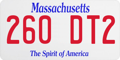 MA license plate 260DT2