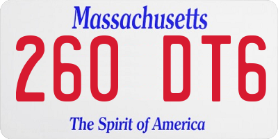 MA license plate 260DT6