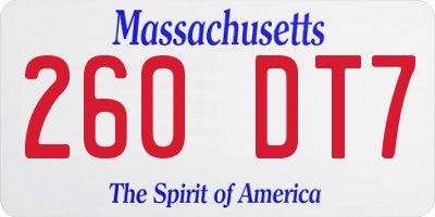 MA license plate 260DT7